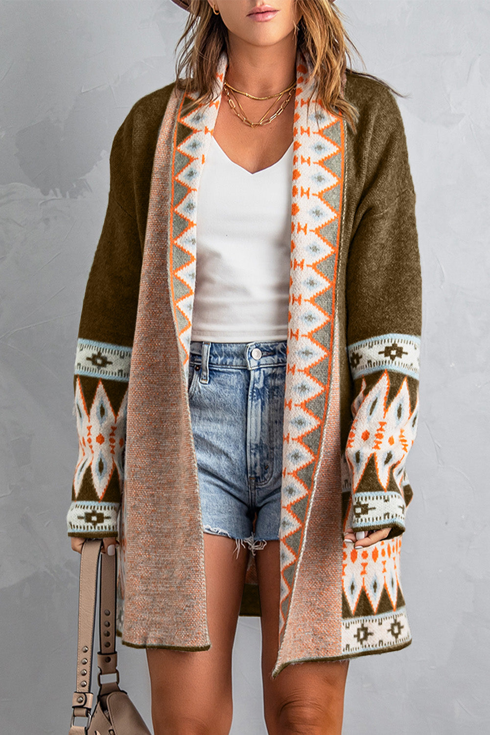 Cardigan femme en maille — marron