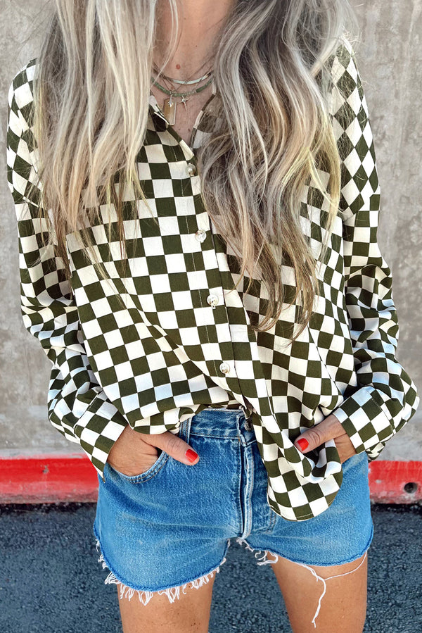 Chemise femme épaules tombantes, ample, casual — vert