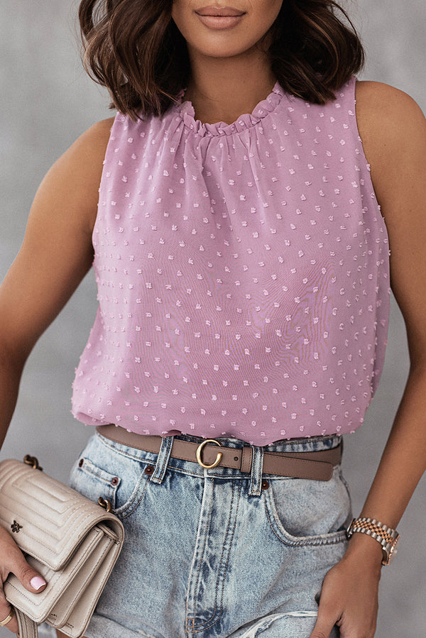 Pièce mode femme à volants, sans manches — rose · LC2561085-10 · LC2561085-10-2XL