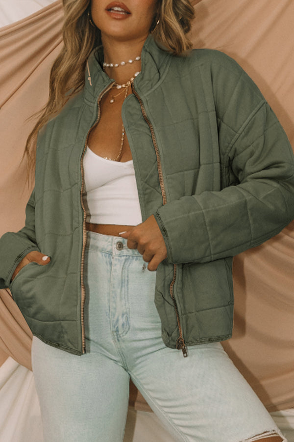 Veste femme zip, poches — vert