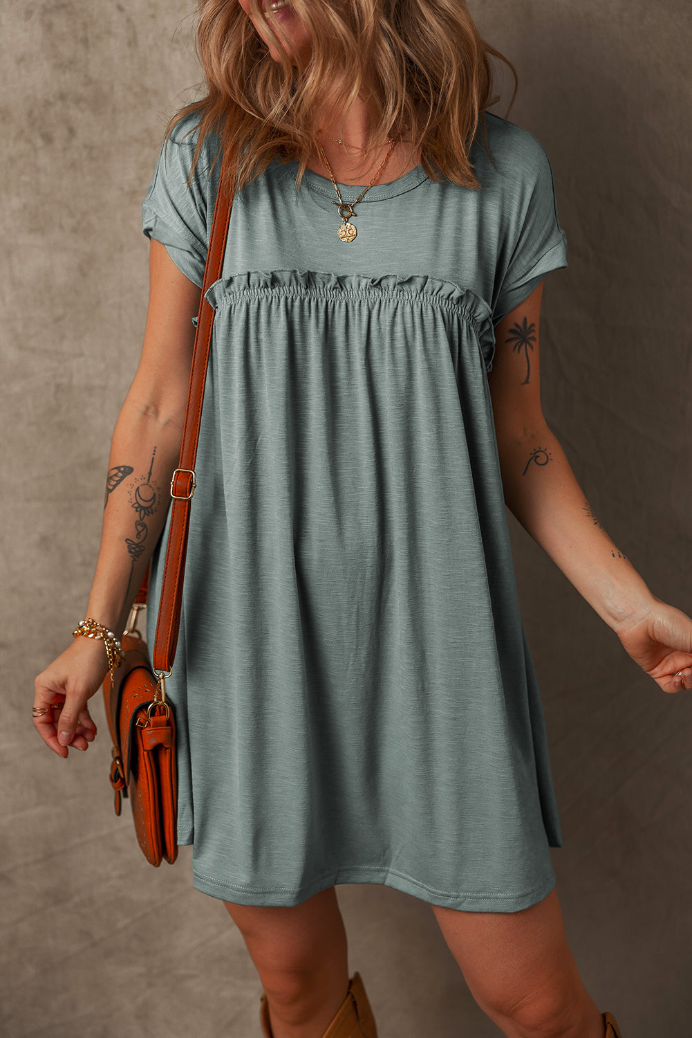 Robe femme col rond — vert