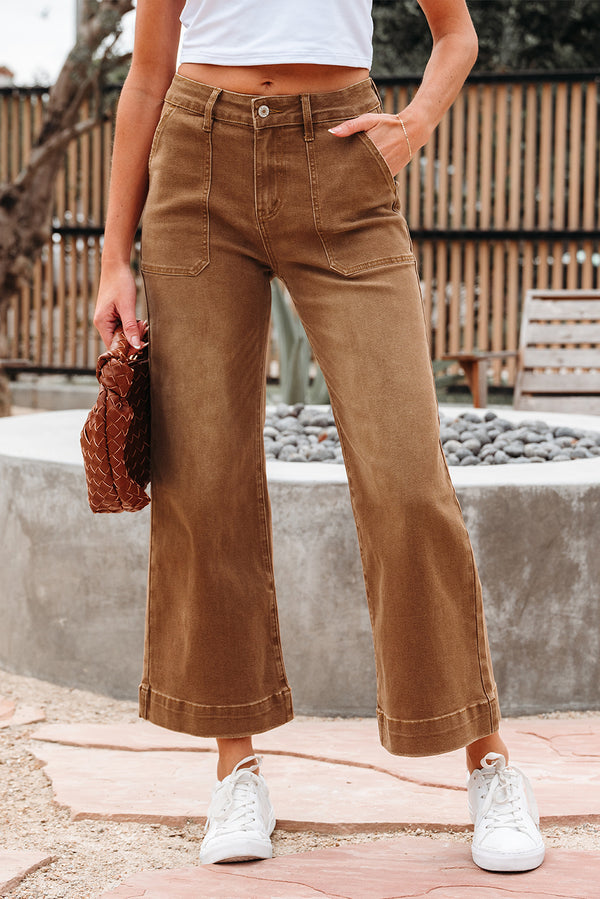 Jean femme jambe large, cropped