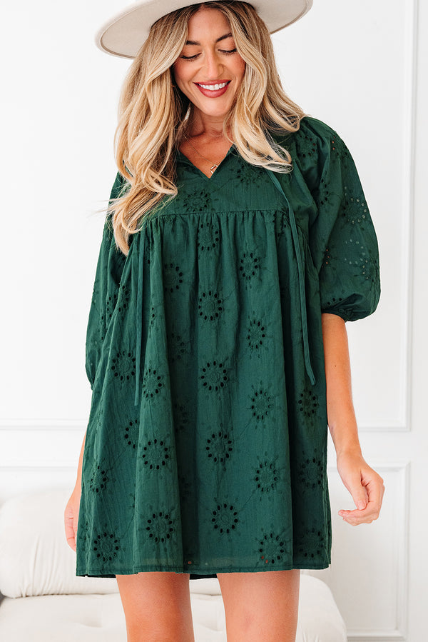 Robe courte femme brodé — vert