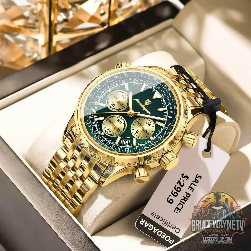 Montre à Quartz de Luxe en Acier Inoxydable pour Homme, Chronographe Étanche, Date Shoous, Militaire | POEDAGAR - Legeekshop
