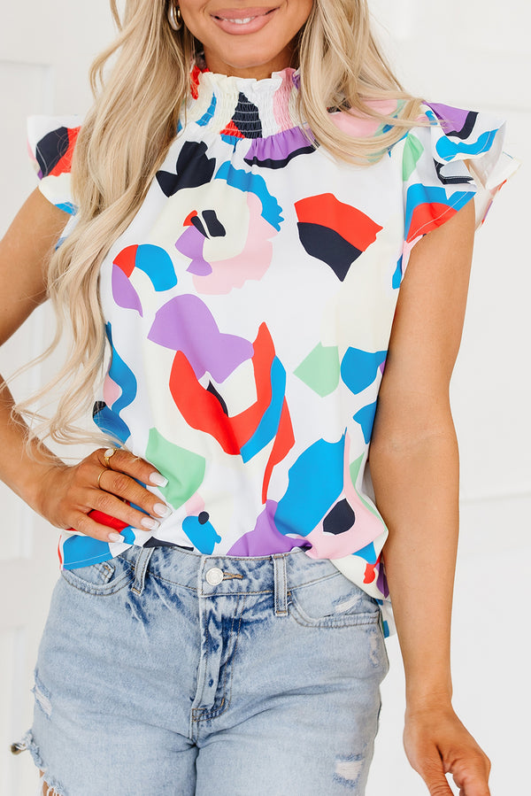 Blouse femme à volants, smocké — multicolore