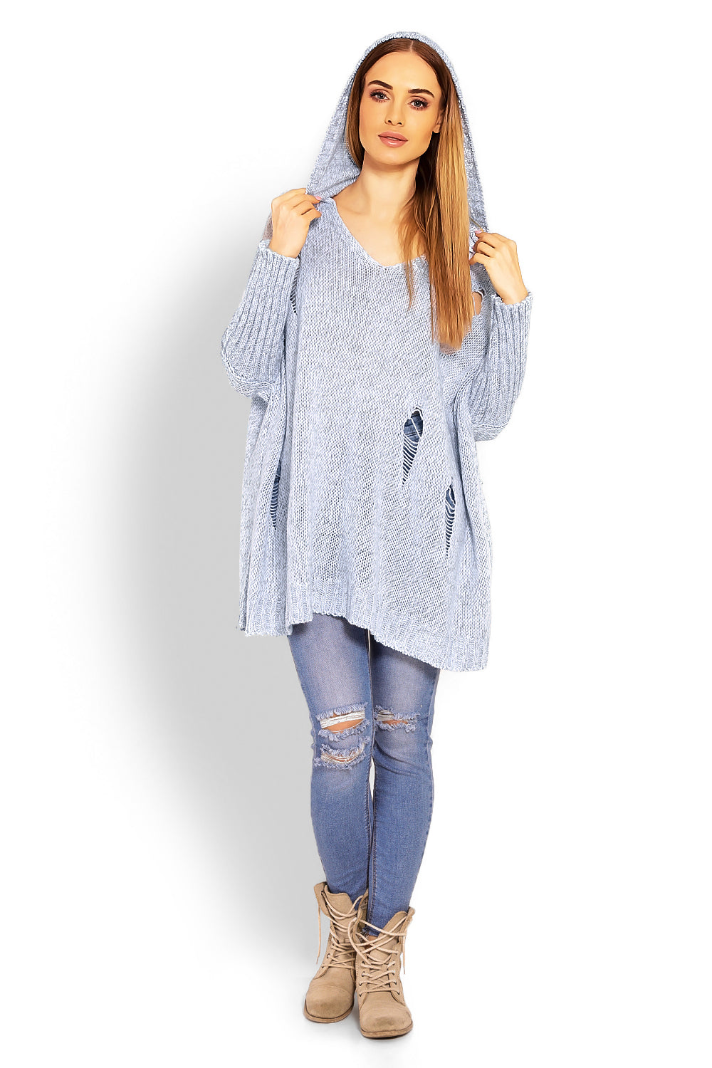 Pull femme PeeKaBoo Chandail Long Chandail — bleu