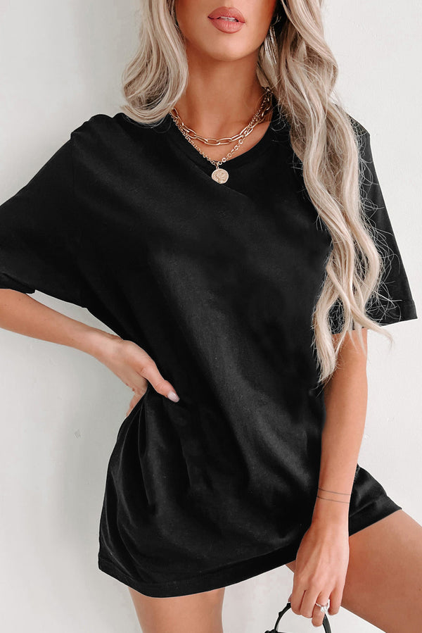 T-shirt femme col rond, uni — noir