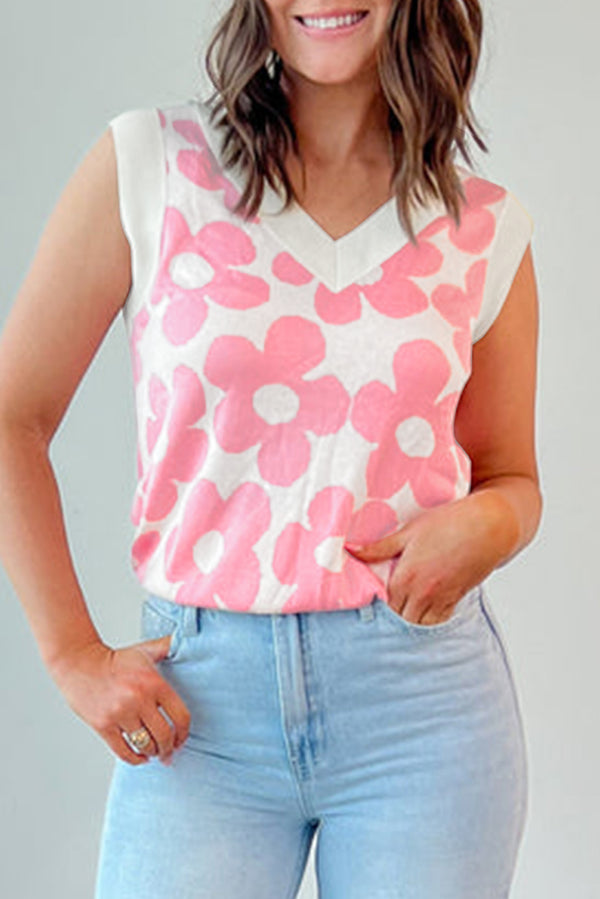 Débardeur femme en maille, col V — rose