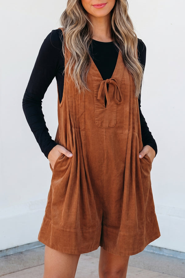 Combinaison femme sans manches, col V, uni