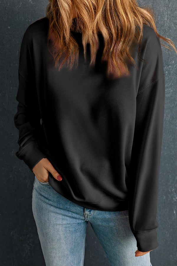 Sweat femme col rond, uni — noir