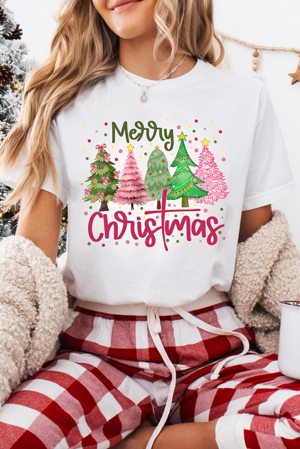 T-shirt femme graphique, Noël, col rond — blanc