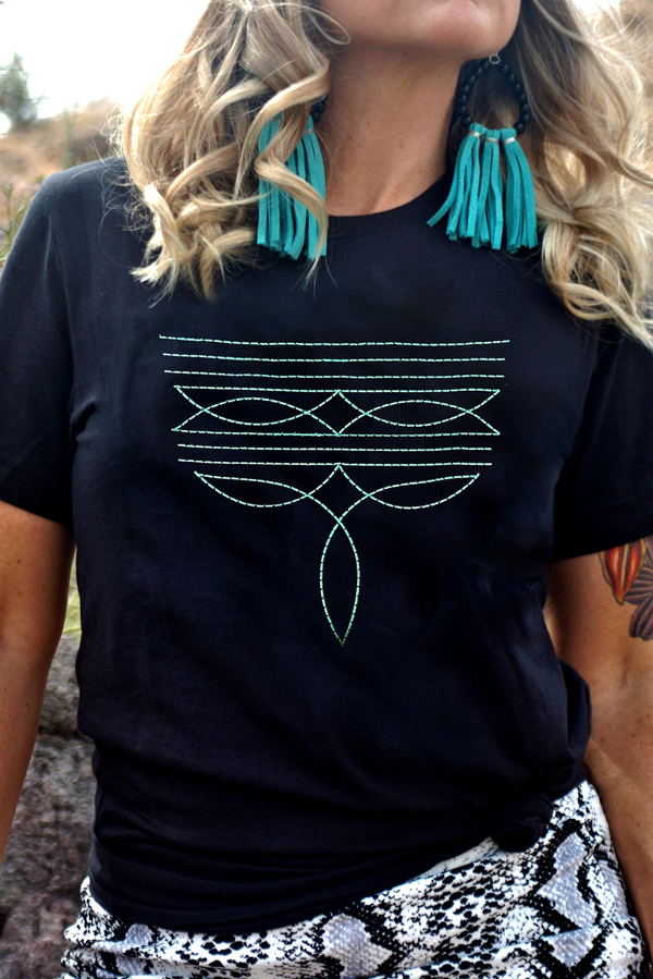 T-shirt femme brodé — noir