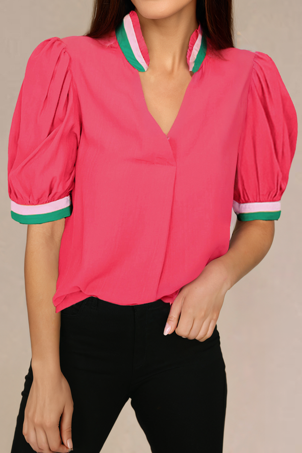 Blouse femme manches courtes, col V