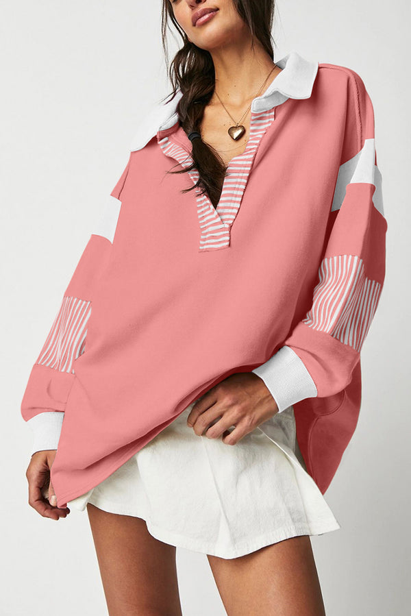 Sweat femme rayé, patchwork, casual, colorblock