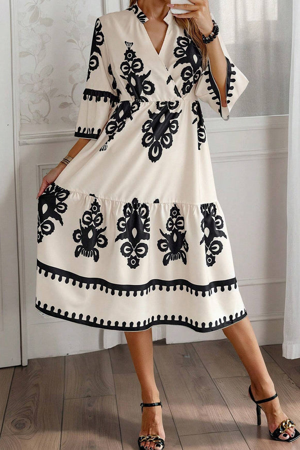 Robe midi femme ample, midi — beige