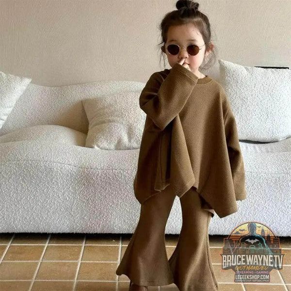 🧒 Ensemble Haut Cape & Pantalon Fille – Élégance Automnale 2 pièces - Legeekshop
