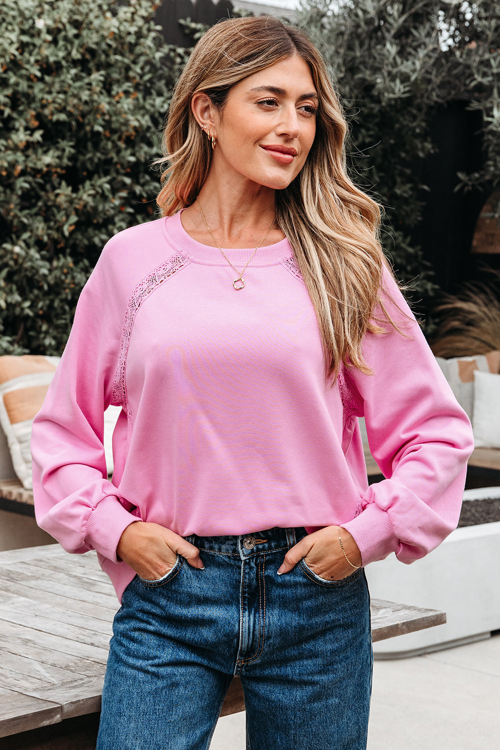 Sweat femme ample — rose vif