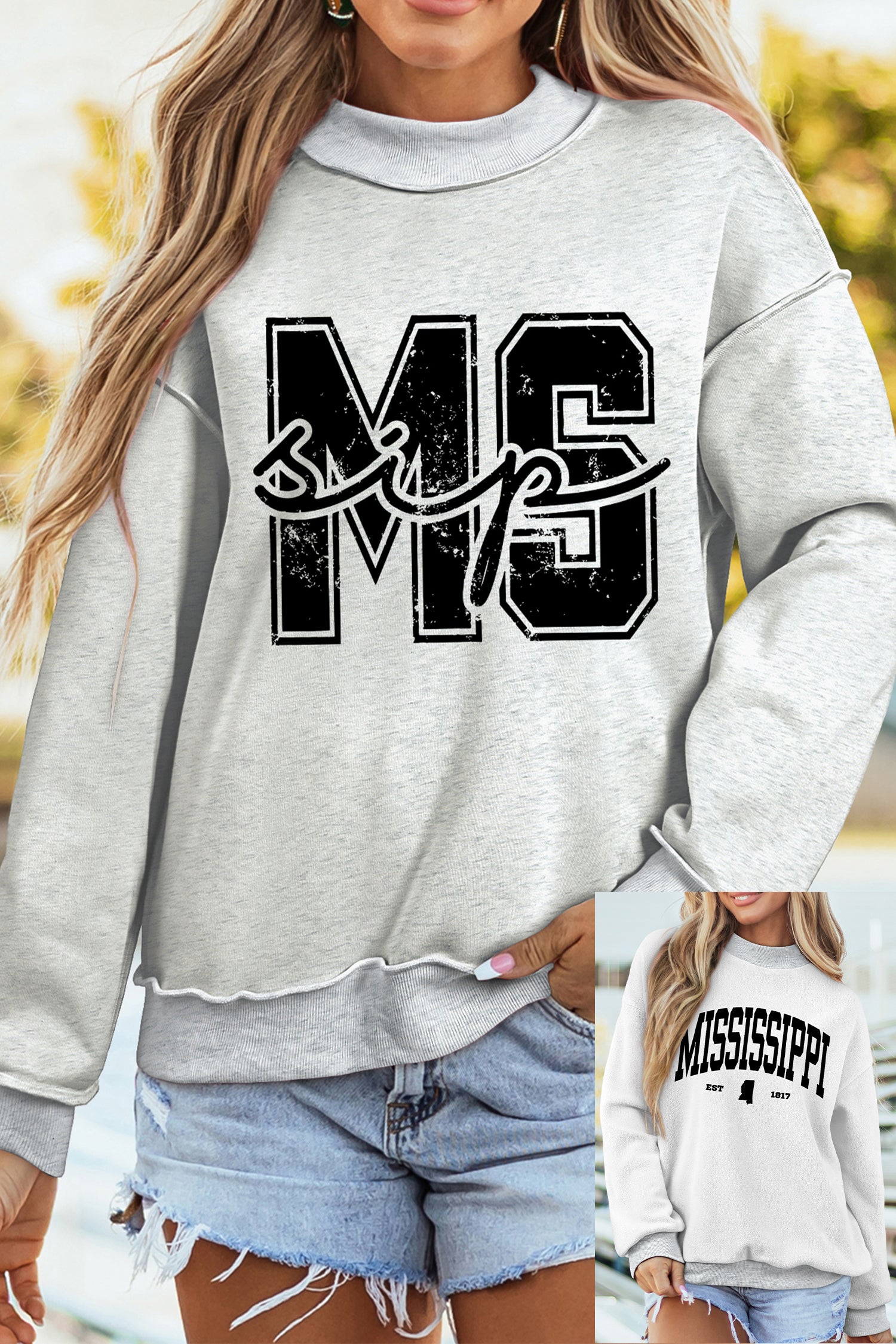 Sweat col montant — gris clair