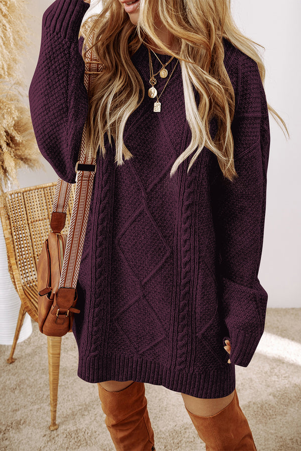 Robe en maille, épaules tombantes, ample — bordeaux