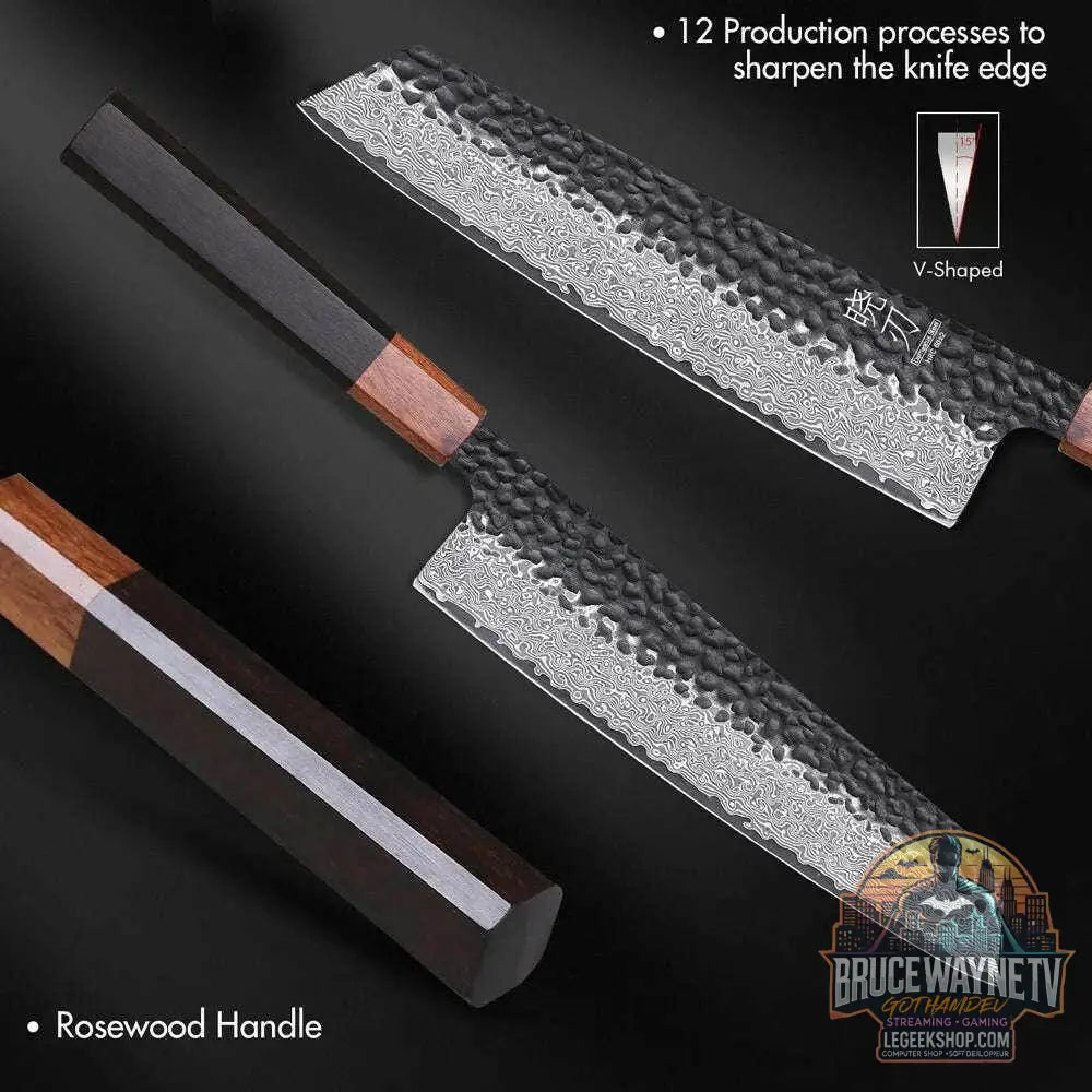 🔪 Couteau Kiritsuke Japonais Forgé à la Main – Acier Damas VG10 (8.2") - Legeekshop
