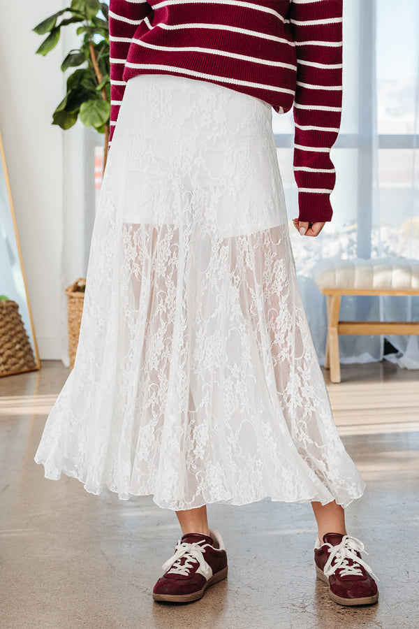Jupe femme floral, transparent, maxi — blanc
