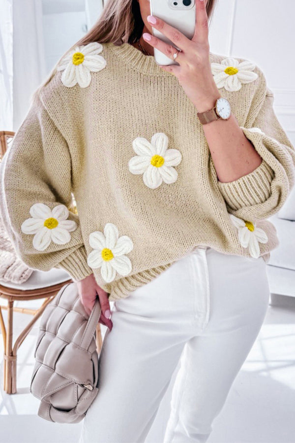 Pull femme floral, en maille