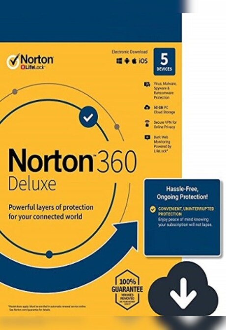 Norton 360 Deluxe Non-Subscription - (5 Devices, 1 Year) - NortonLifeLock Key EUROPE