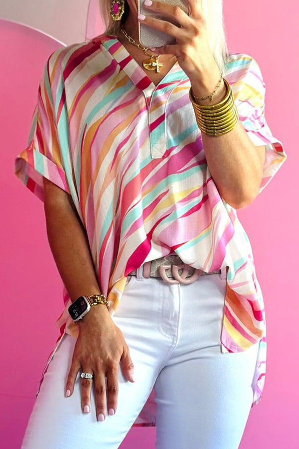Blouse femme manches courtes — multicolore