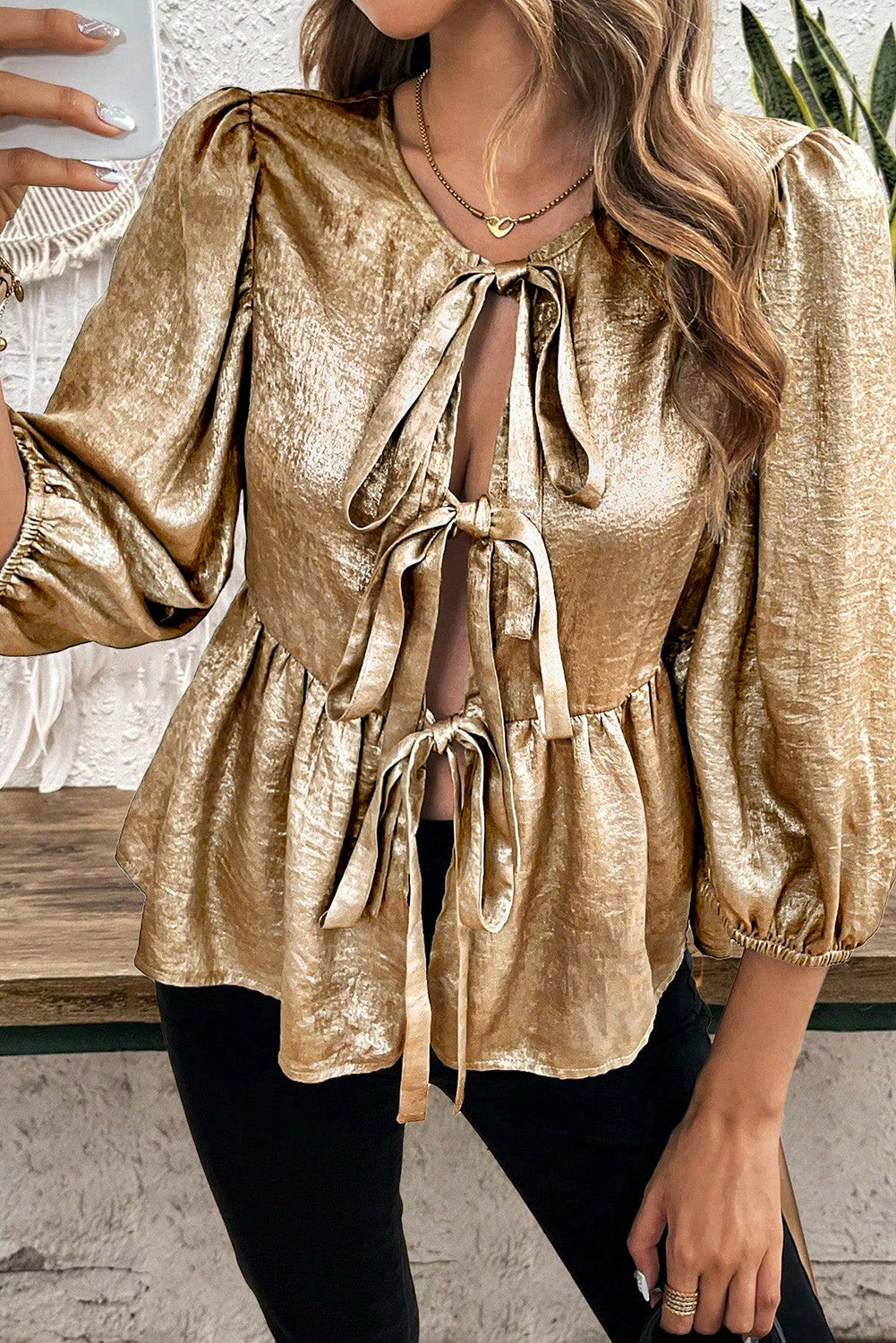 Blouse femme à volants — doré