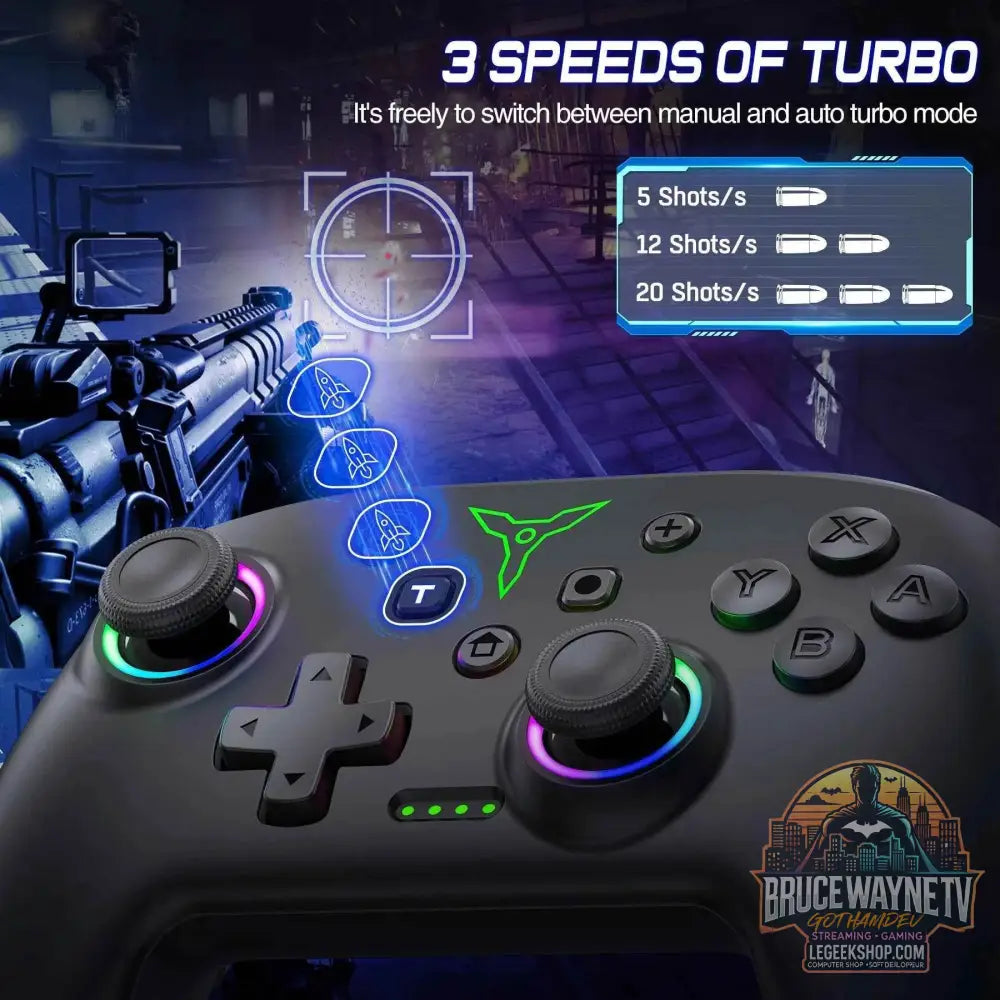 BEBONCOOL Advocate - Manette sans fil Switch Pro avec double vibration et Joysticks RGB - Legeekshop