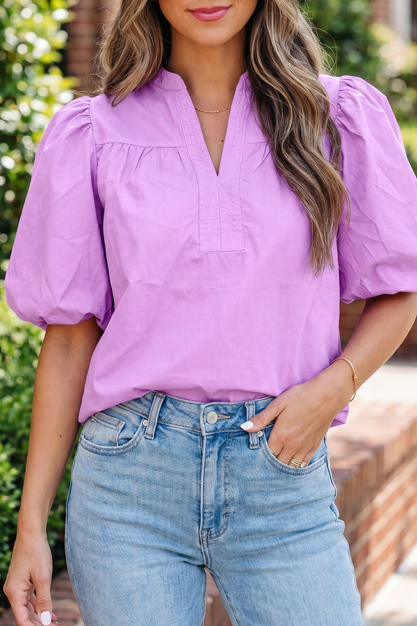 Blouse femme manches 3/4, col V