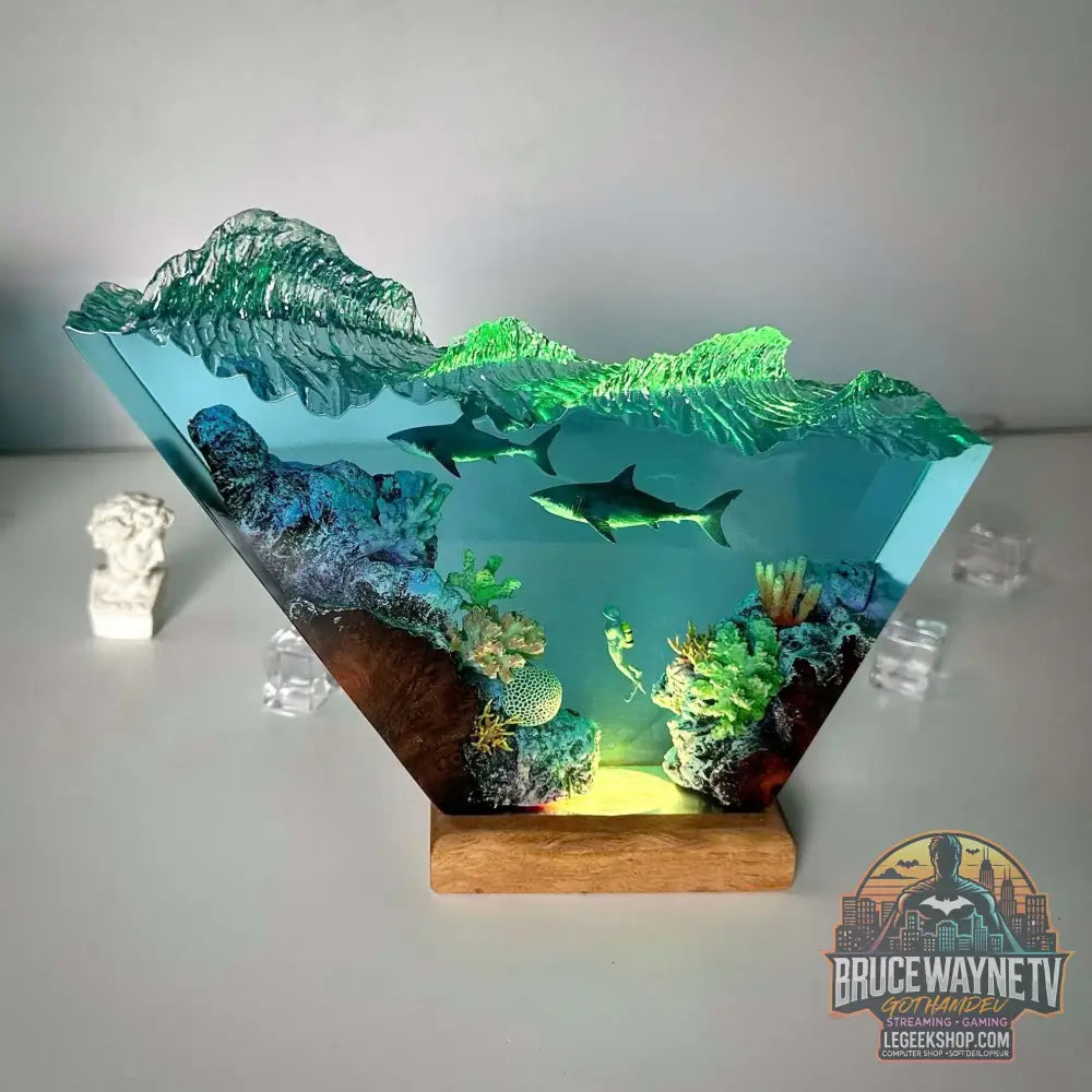 6X 4 pouces artisanat lumineux en résine époxy à thème marin objets décoratifs pour la maison cadeau exquis