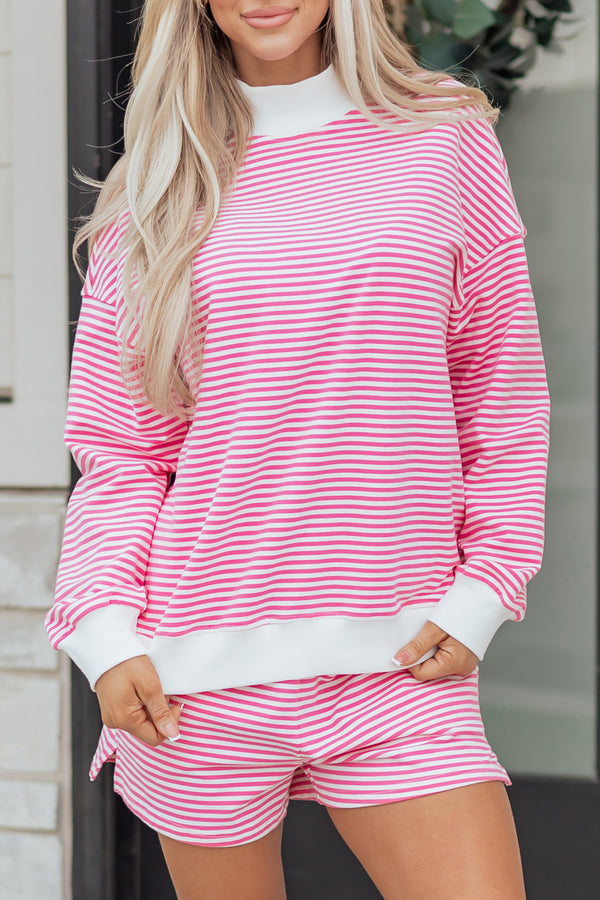 Short femme rayé, col montant — rose