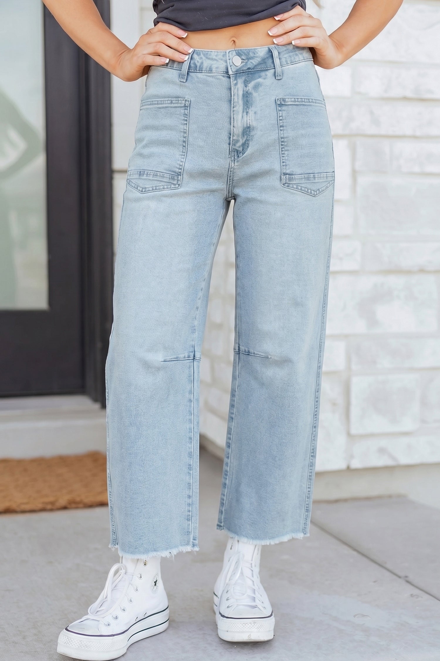 Jean femme cropped — bleu ciel
