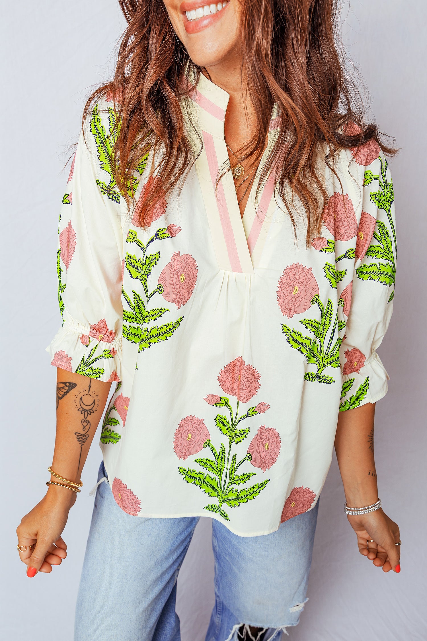 Blouse femme col V, casual