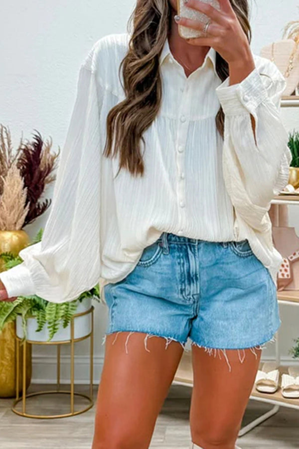 Chemise femme boutonnée, ample — blanc