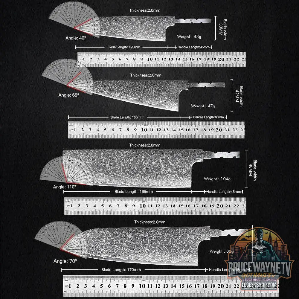🗡️ TURWHO - Lame Japonaise Forgée Main en Acier Damascus 67 Couches (Sans Manche) - Legeekshop