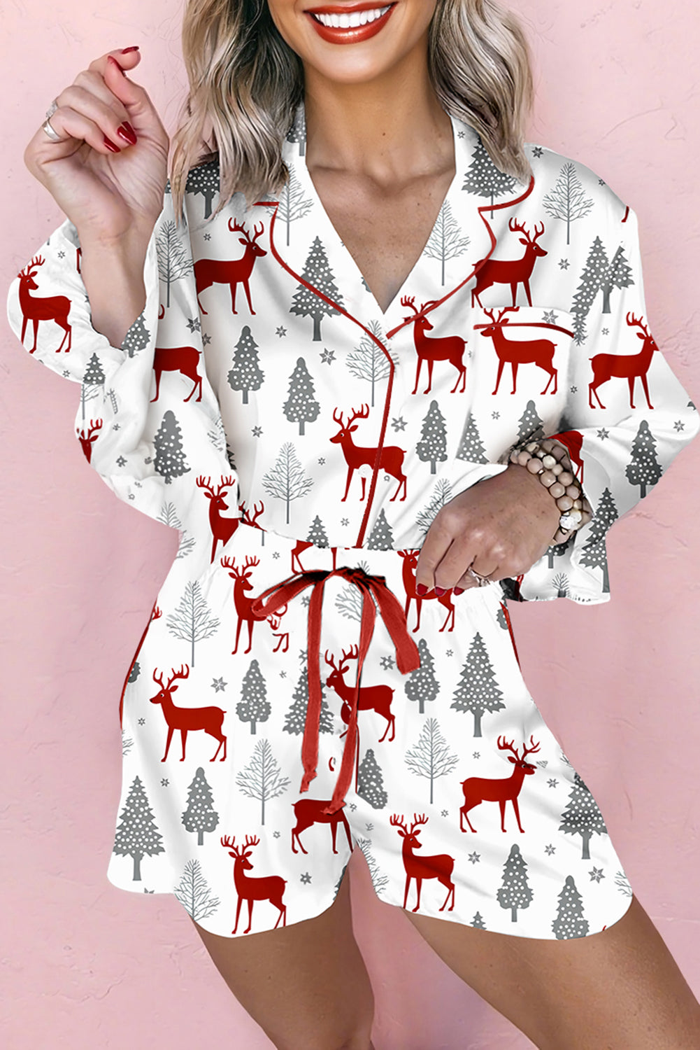 Ensemble femme Noël, velours — blanc