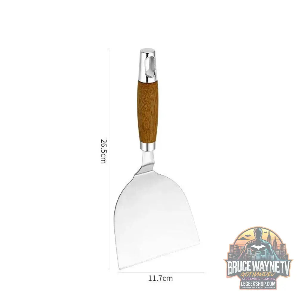 🍳 Spatule Professionnelle Inox & Bois – Pour Steak, Crêpes & Teppanyaki - Legeekshop