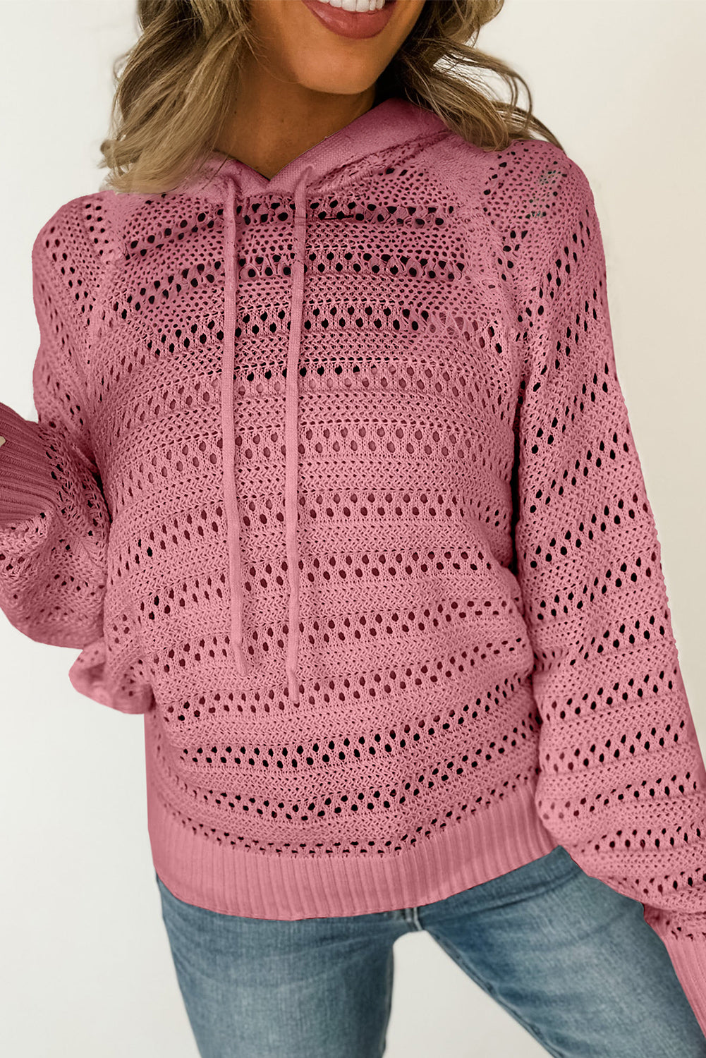 Pull femme en maille, à capuche