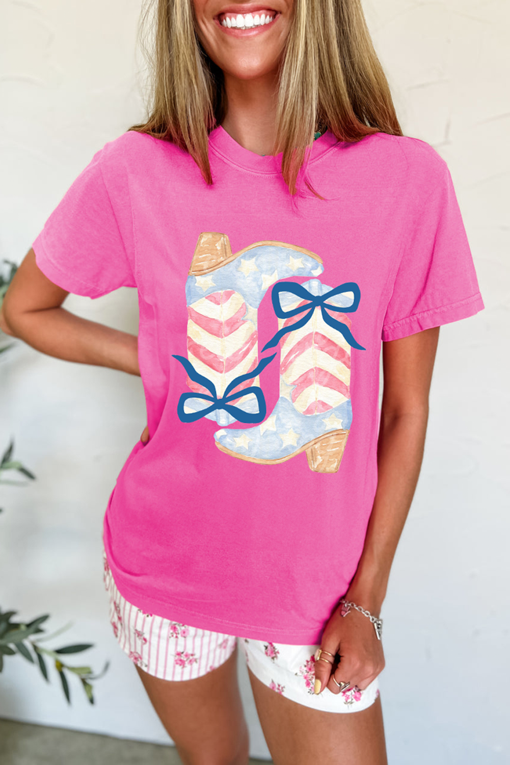 T-shirt femme graphique, casual — rose