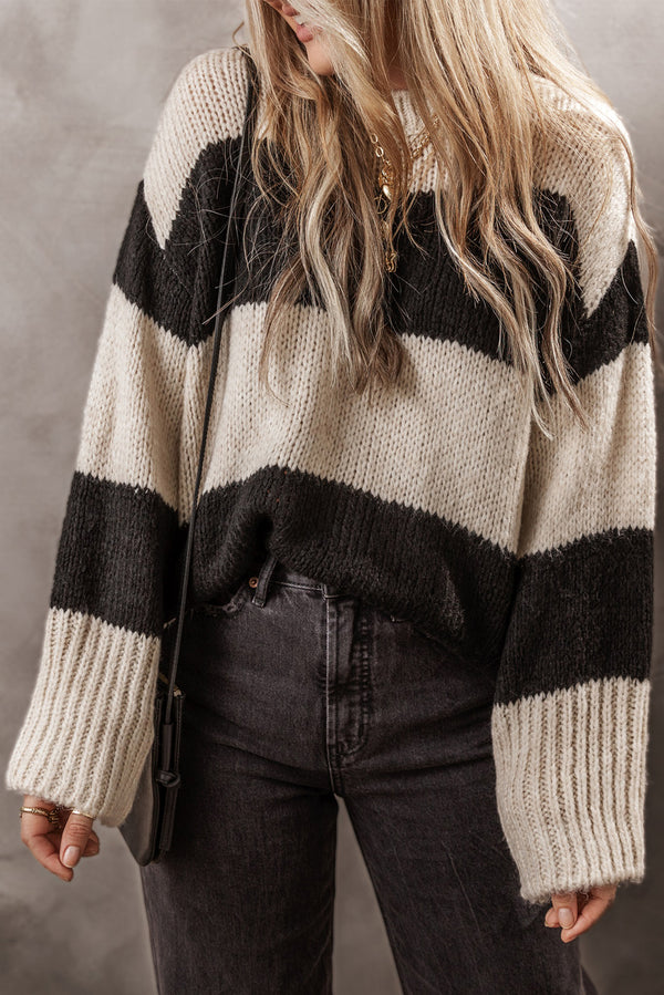 Pull femme ample, colorblock