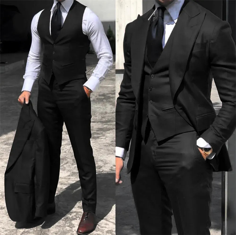 Costume Homme 3 Pièces, Blazer Noir Classique, Smoking de Mariage | Mode Élégante | Wayne Outfitters dhgate