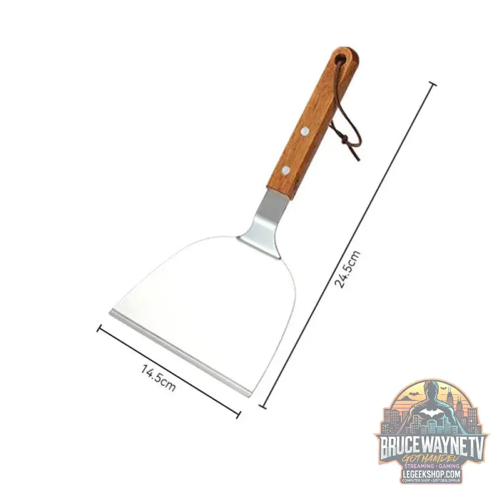 🍳 Spatule Professionnelle Inox & Bois – Pour Steak, Crêpes & Teppanyaki - Legeekshop