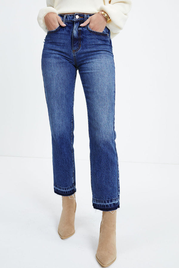 Jean femme cropped — bleu foncé