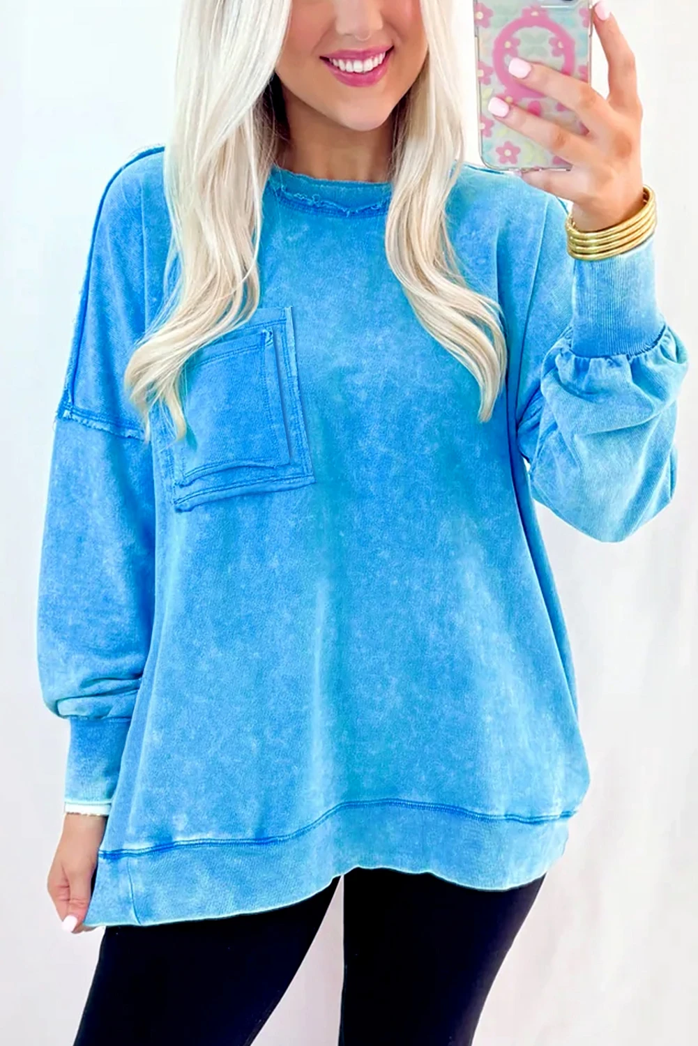 Sweat femme poches — bleu