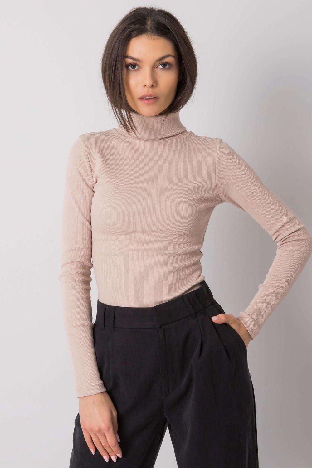 Pull femme Rue Paris Col Roulé Col — beige