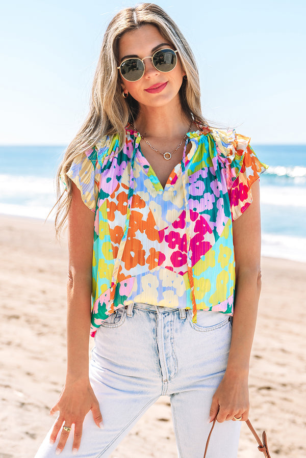Blouse femme léopard, col V — multicolore