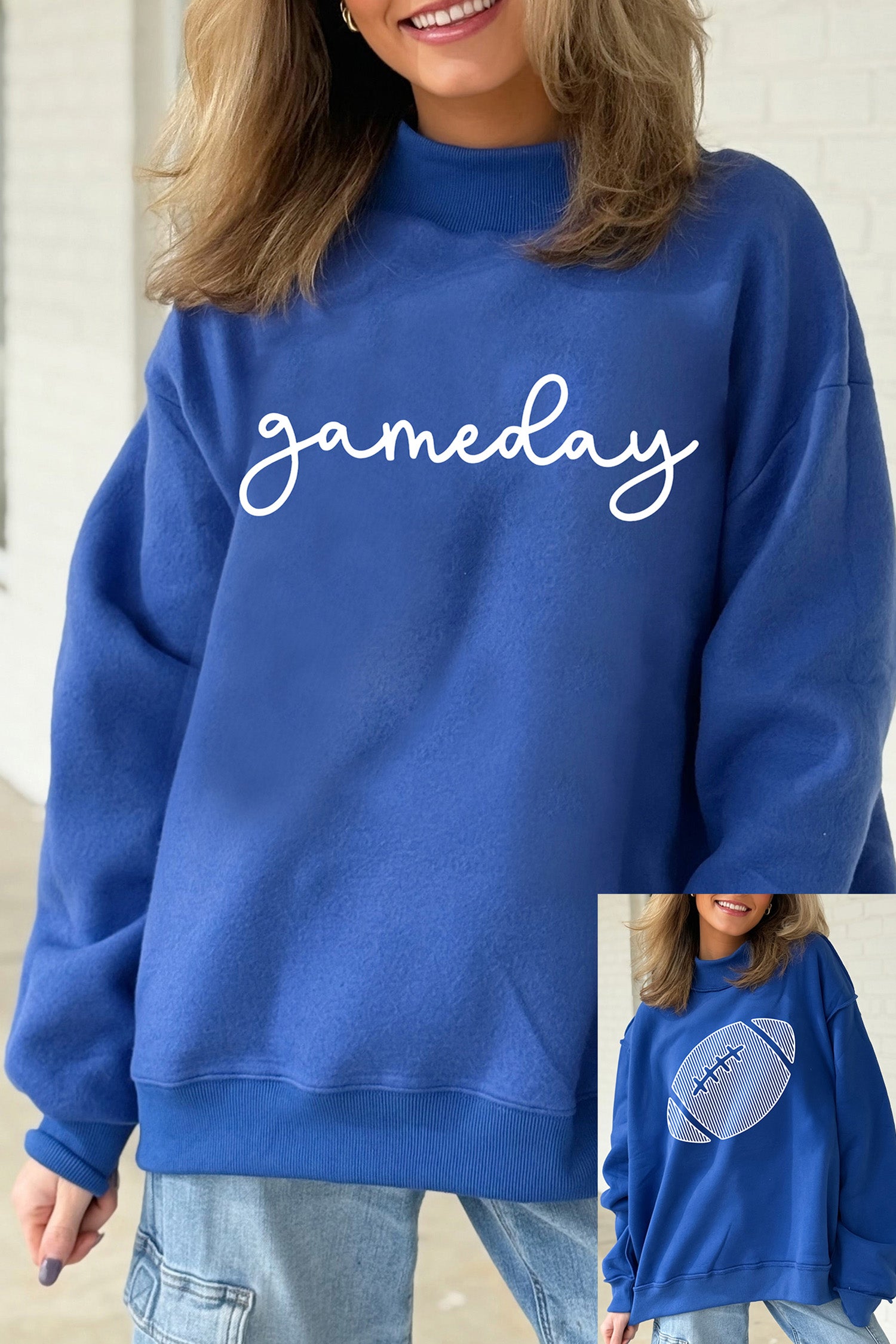Sweat femme graphique, oversized — bleu foncé