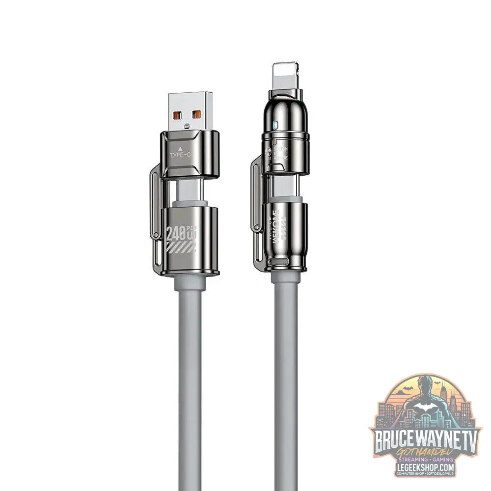 ⚡ Câble Kirsite 4-en-1 – 240W Charge Ultra-Rapide | USB-C & Lightning Multi-Fonction - Legeekshop